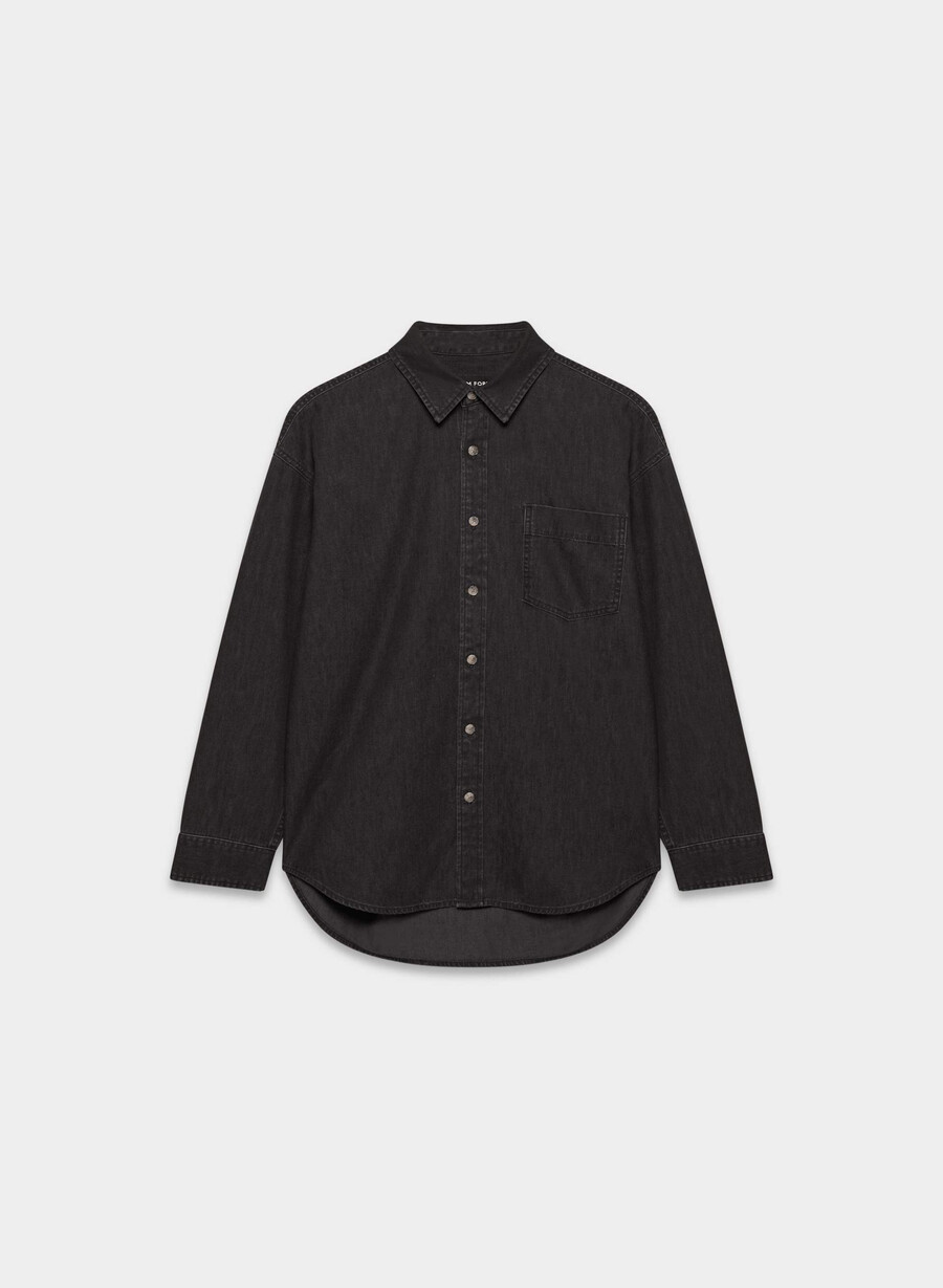 denim forum the 80s comfy denim shirt black eyeliner