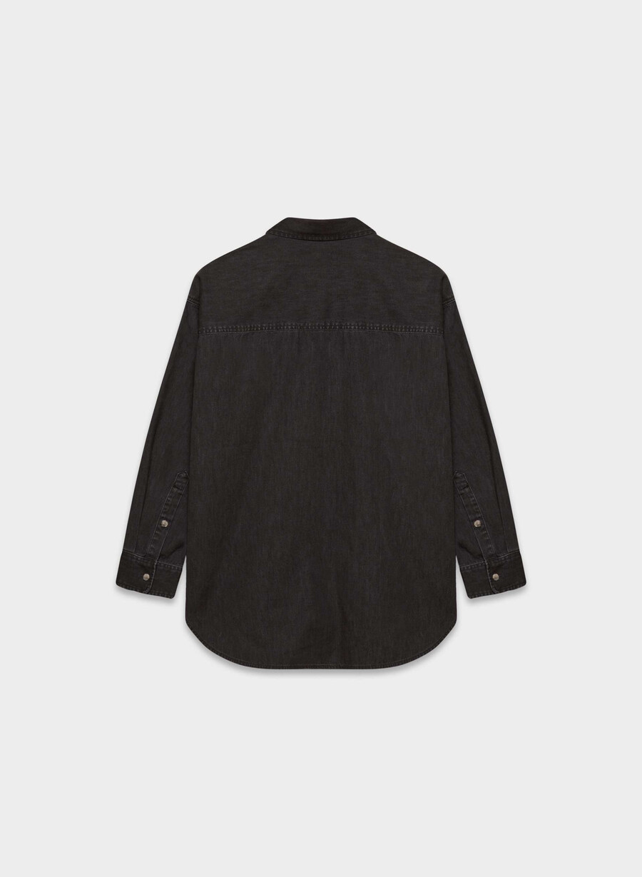 denim forum the 80s comfy denim shirt black eyeliner