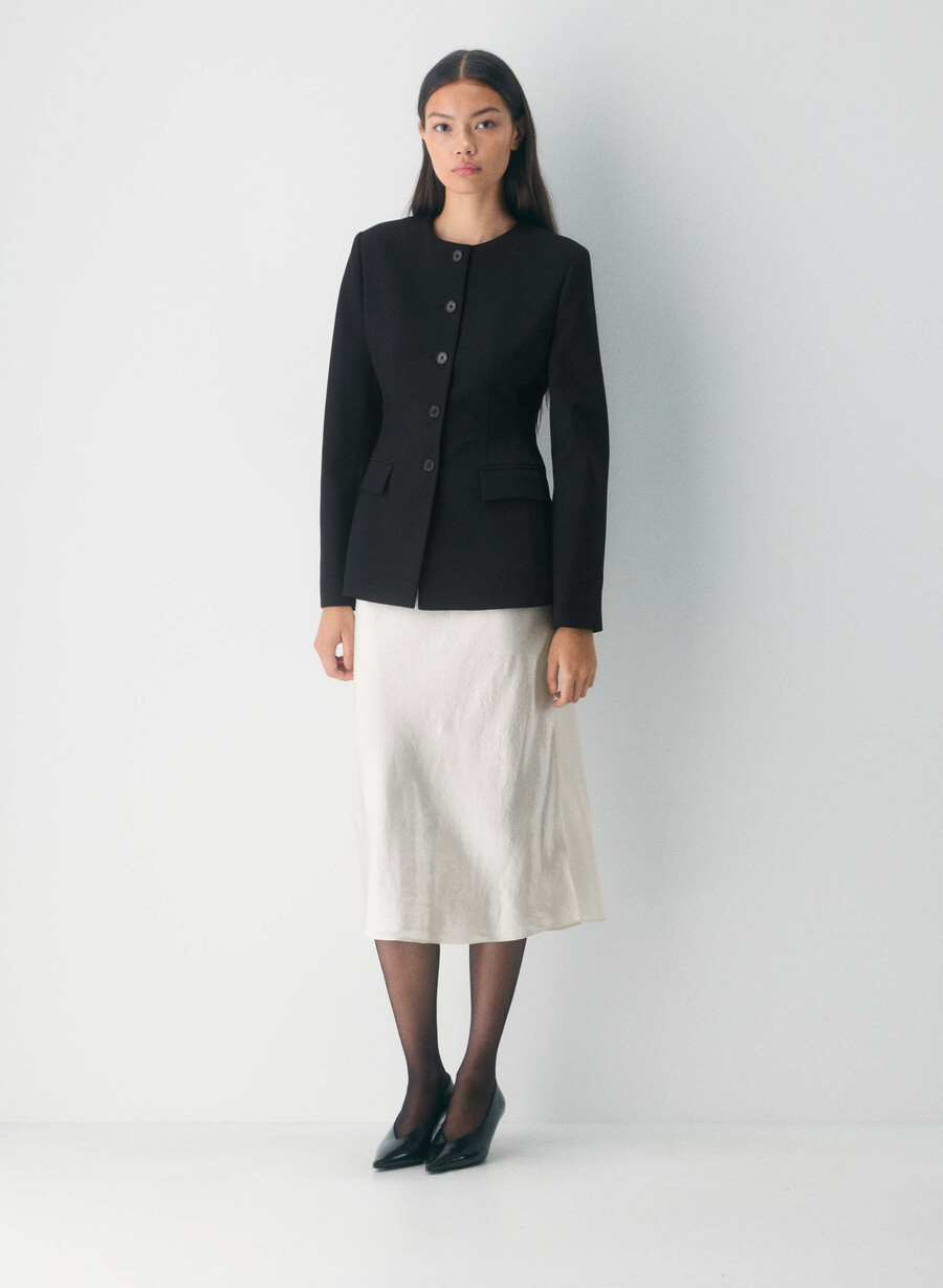 slip satin midi skirt light birch