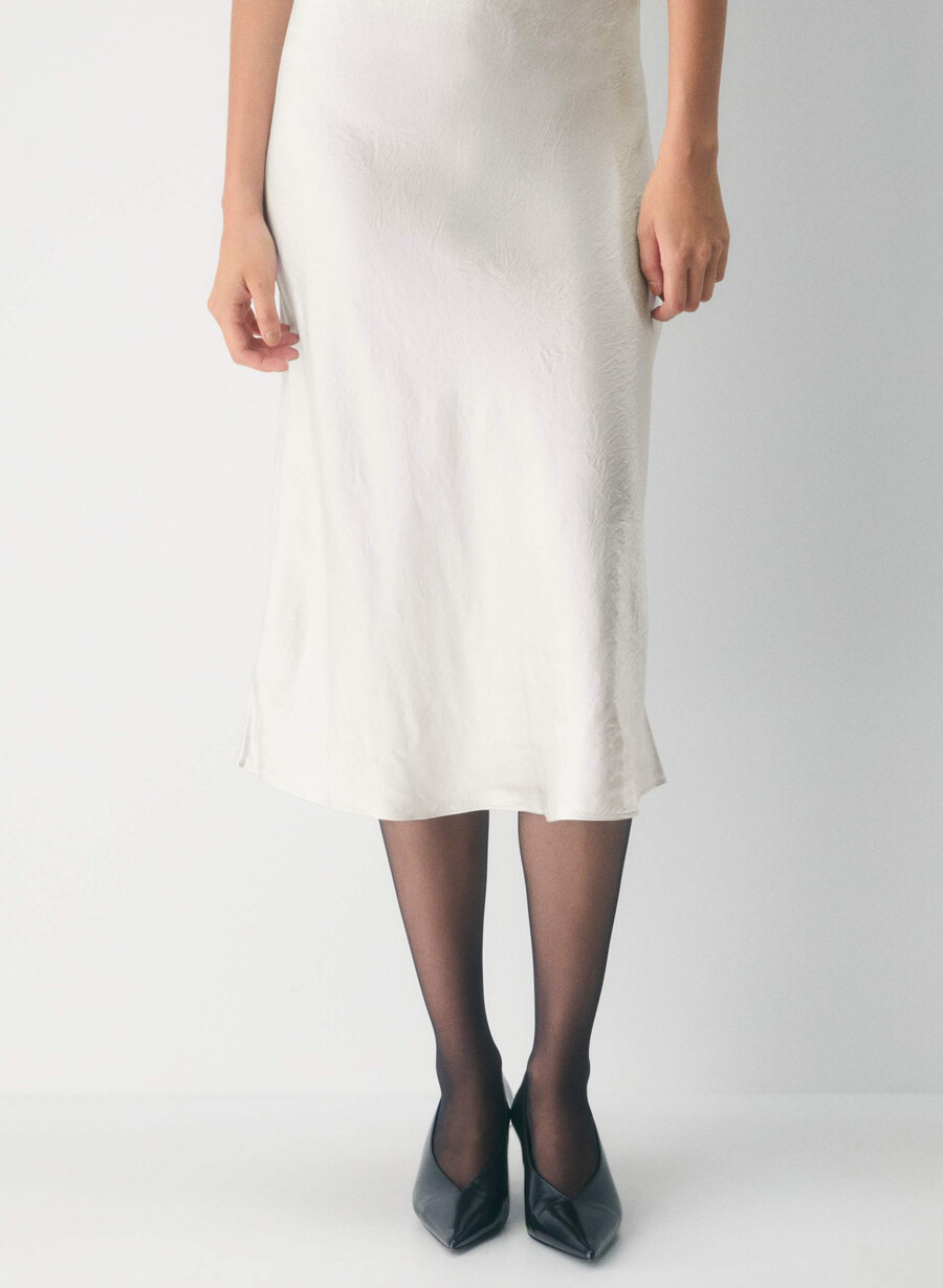 slip satin midi skirt light birch