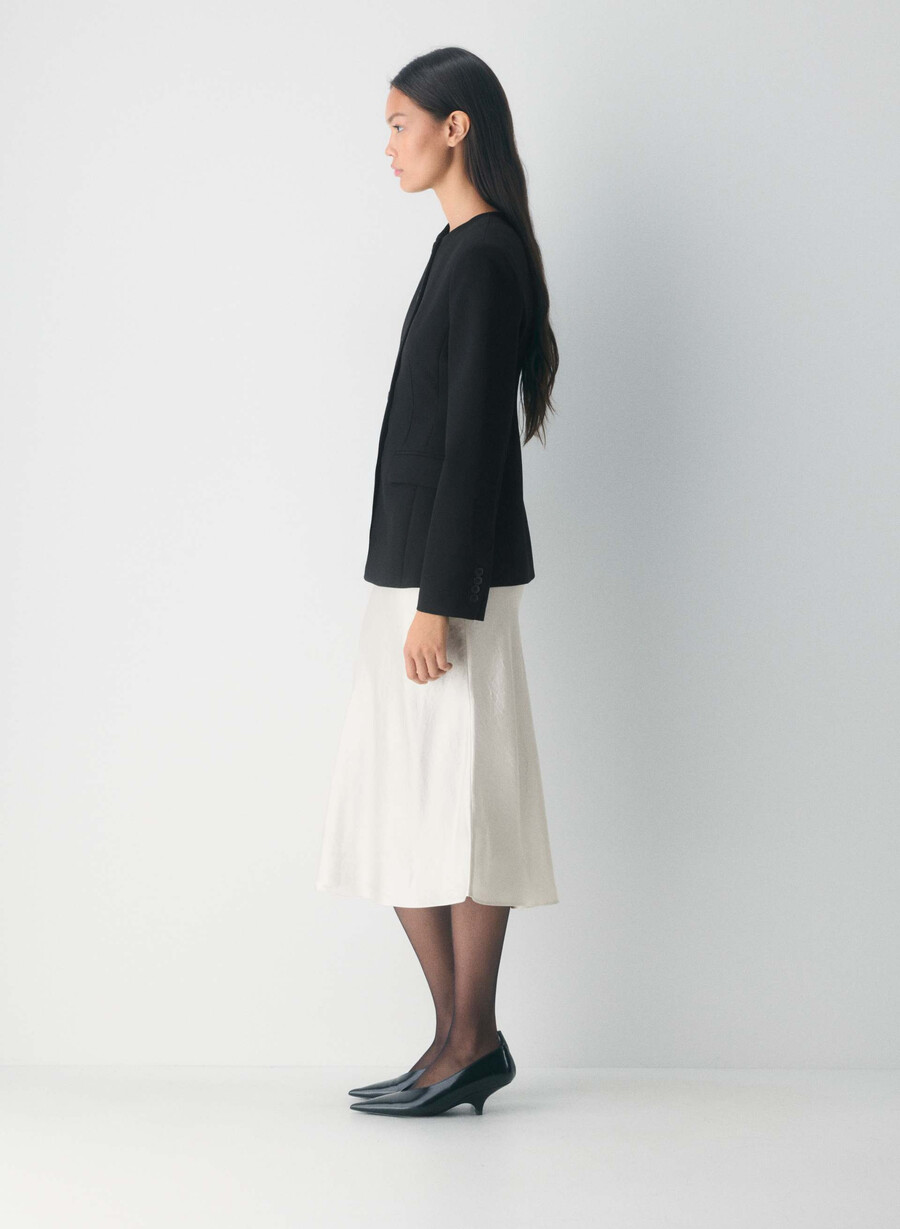 slip satin midi skirt light birch