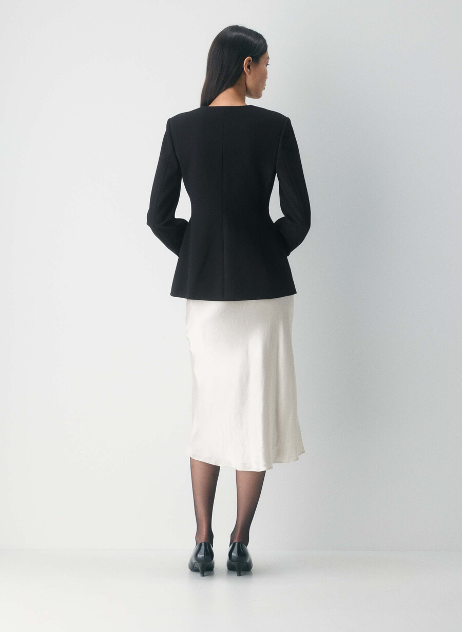 slip satin midi skirt light birch