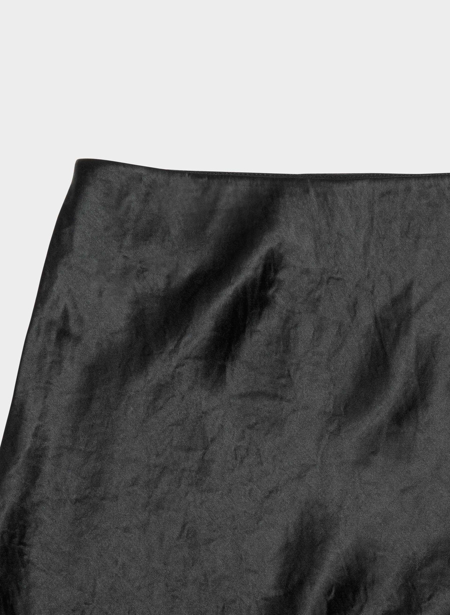 slip satin midi skirt black