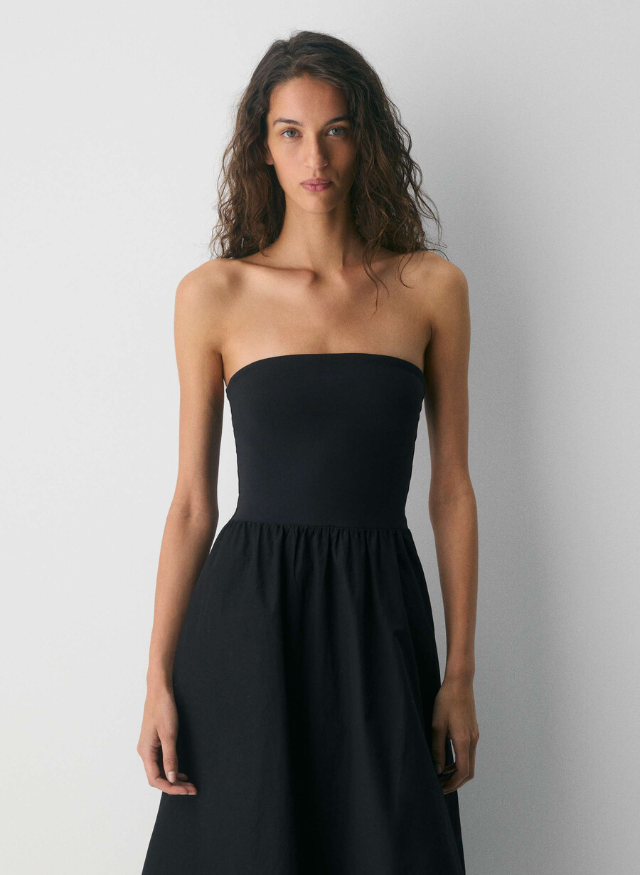 fluid poplin dress black