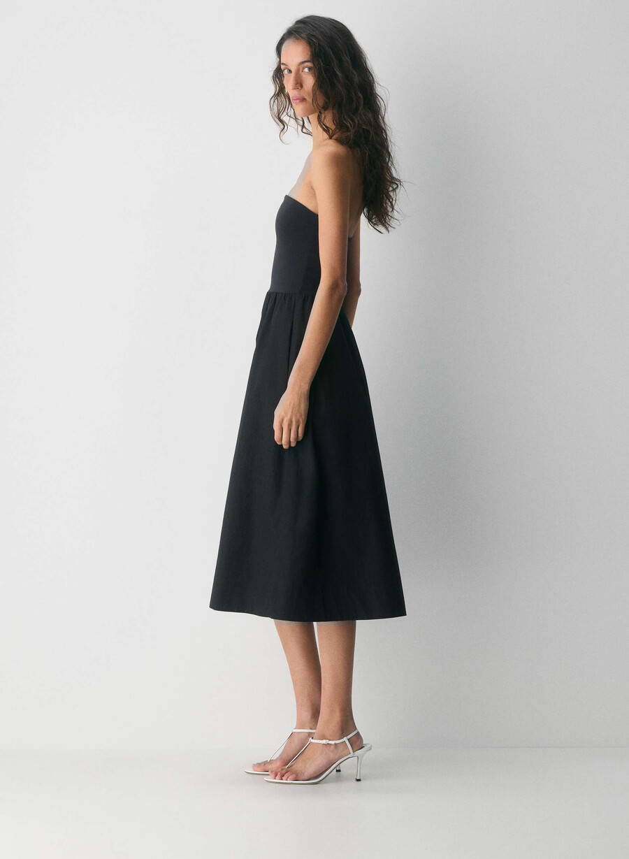 fluid poplin dress black