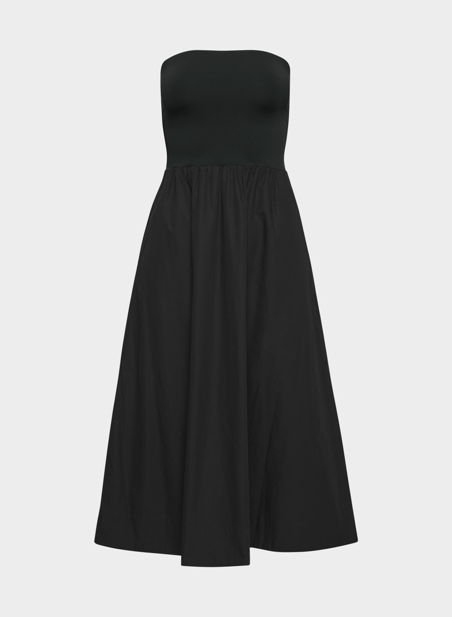 fluid poplin dress black