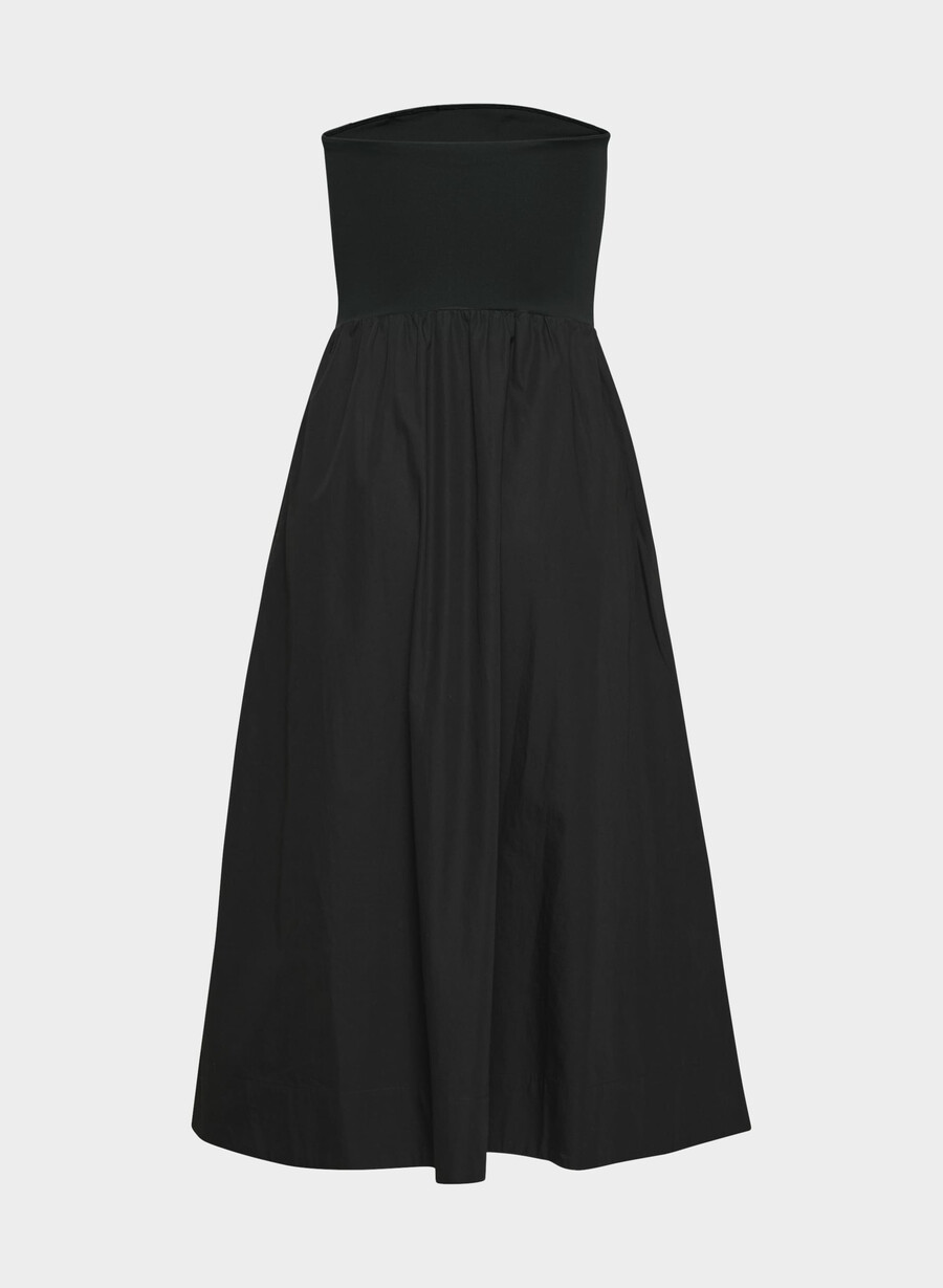 fluid poplin dress black