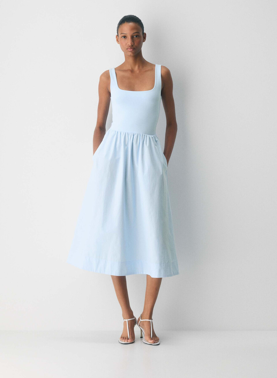 revive poplin dress villa blue