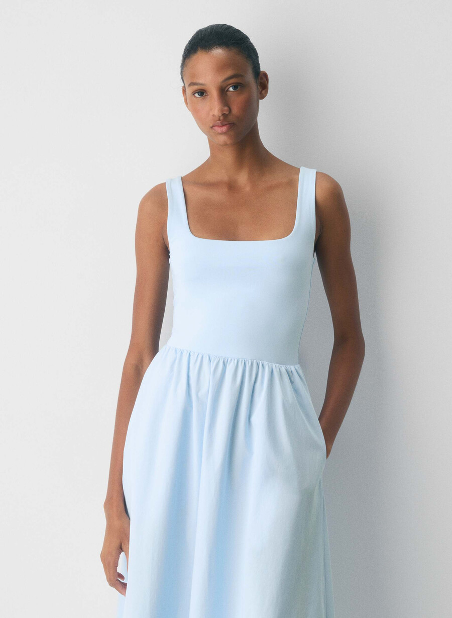revive poplin dress villa blue