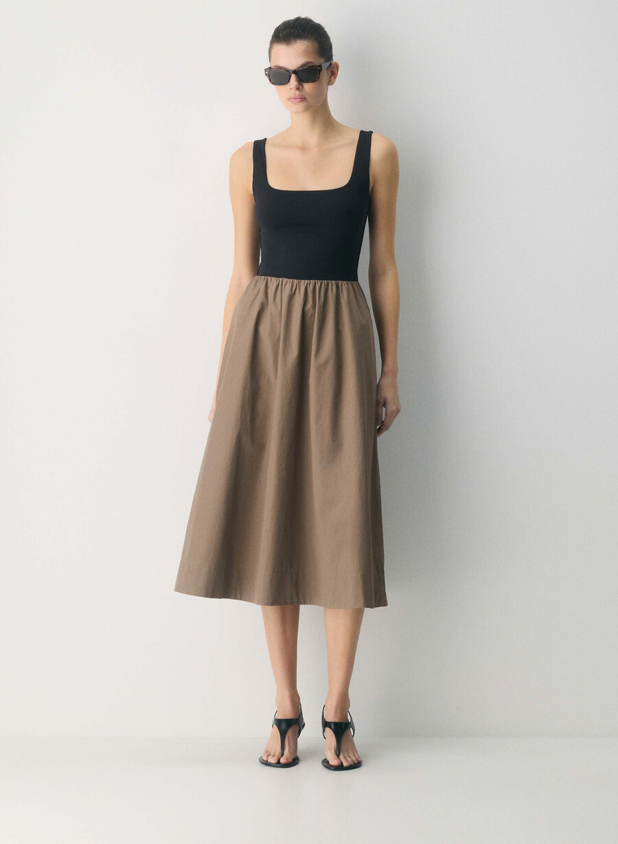 revive poplin dress folio brownblack