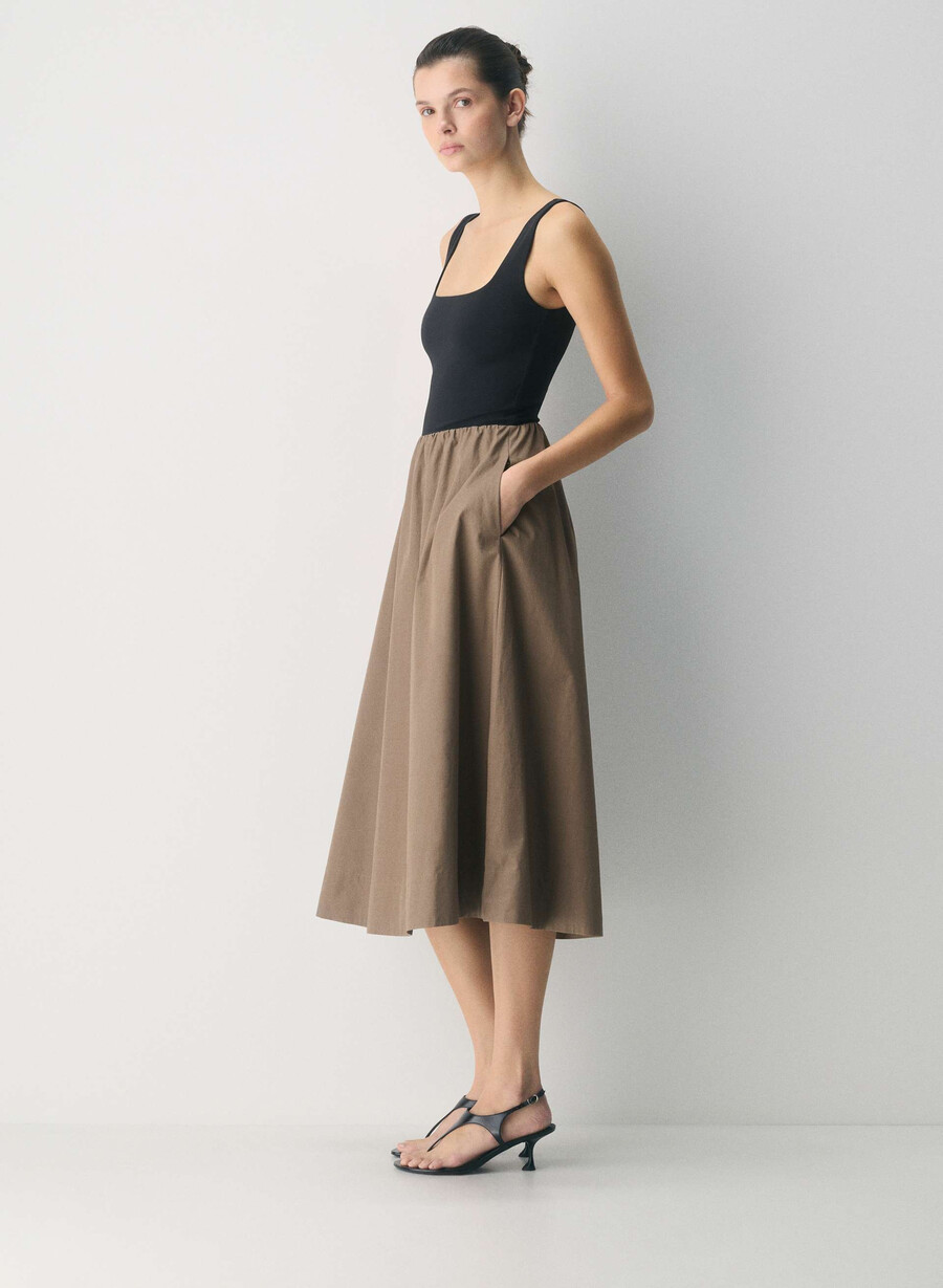 revive poplin dress folio brownblack