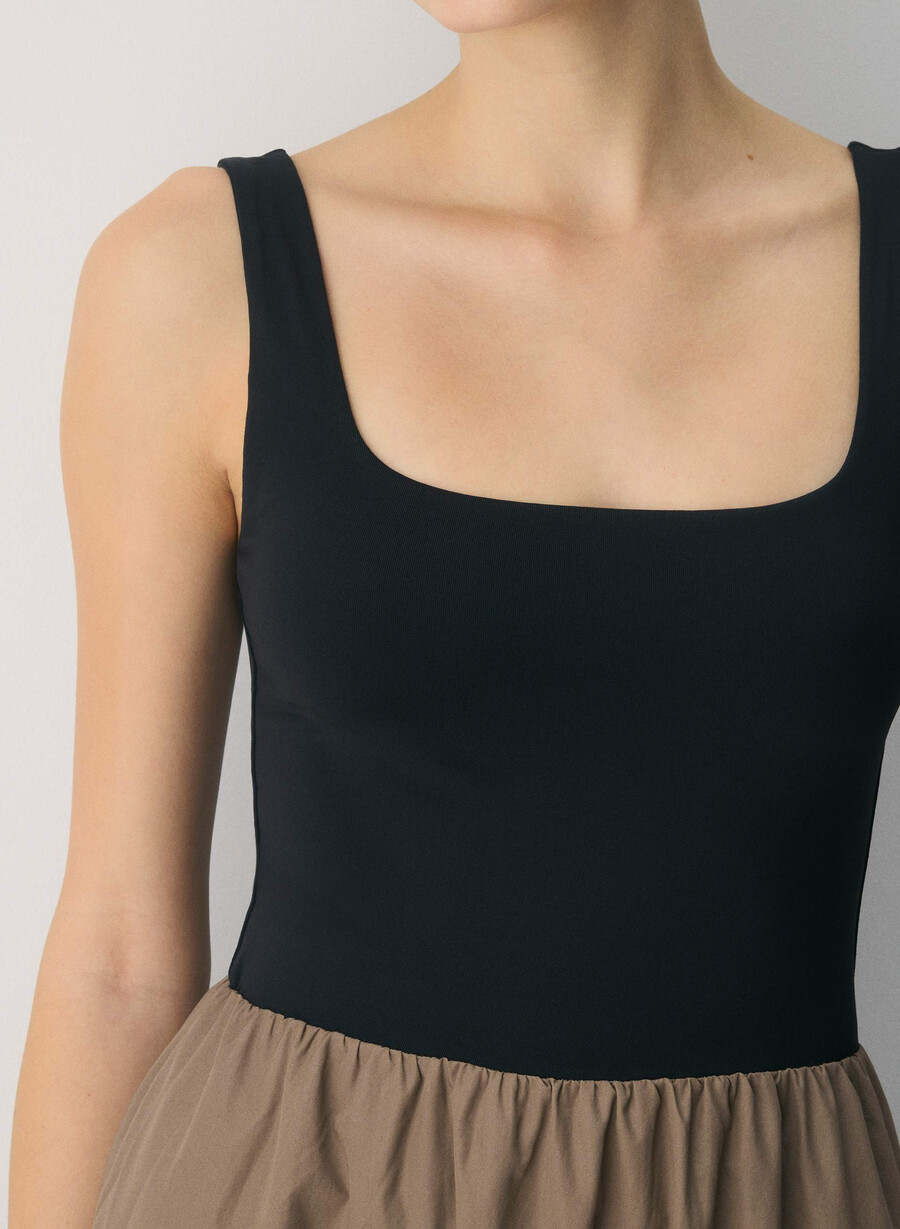 revive poplin dress folio brownblack
