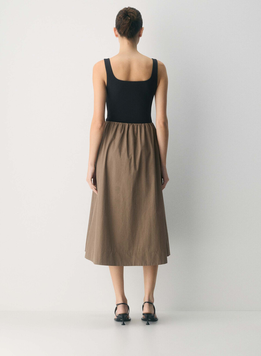 revive poplin dress folio brownblack