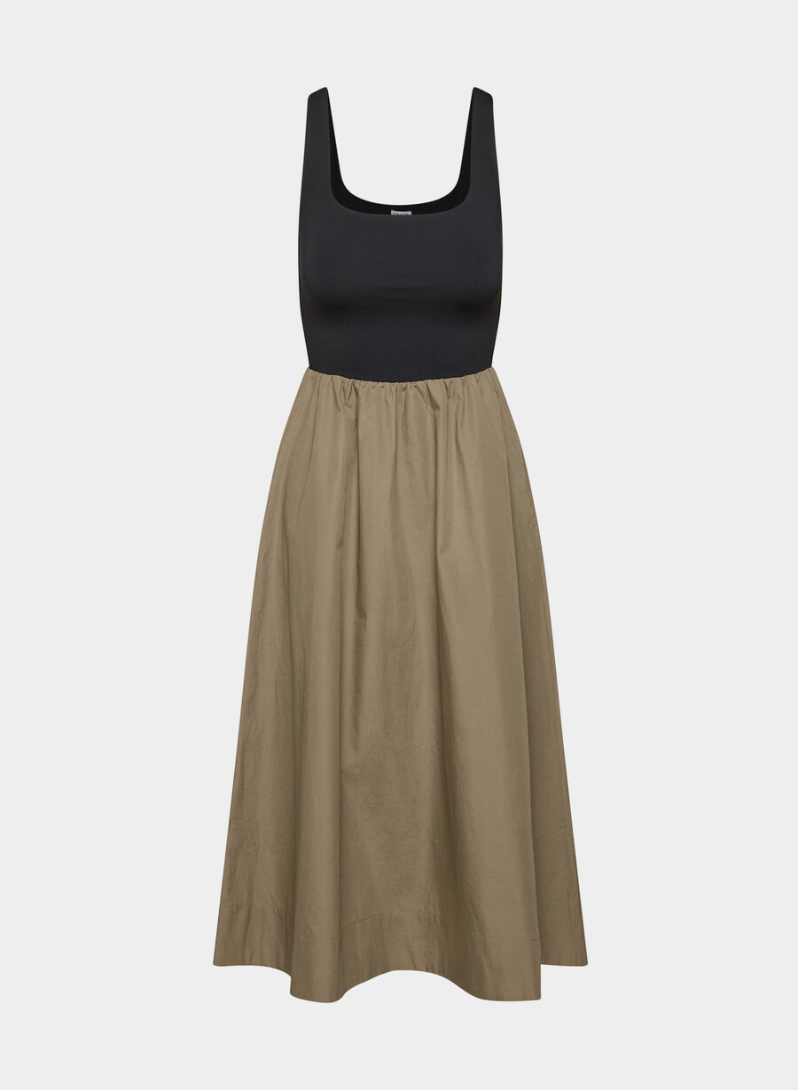 revive poplin dress folio brownblack