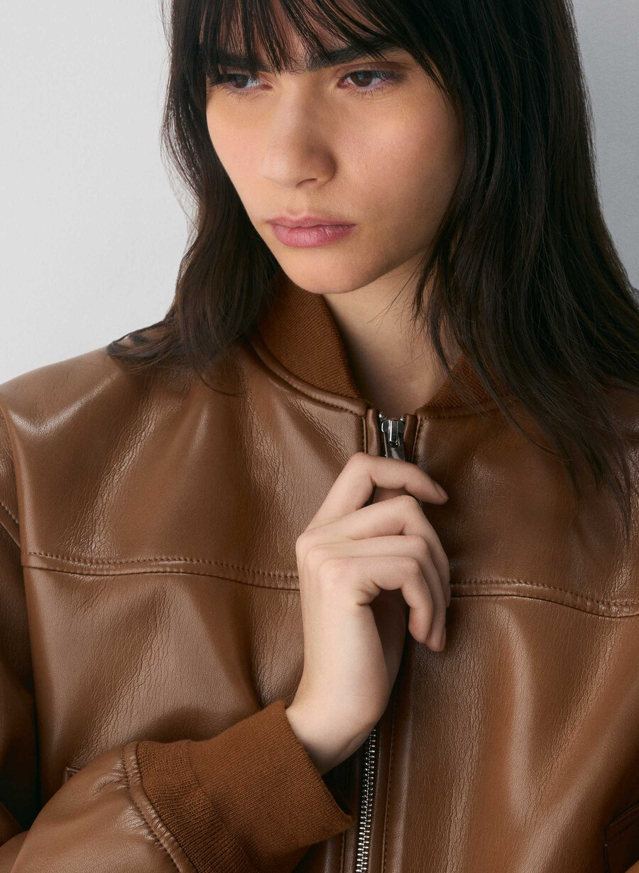 synergy bomber - unreal leather chocolatier brown
