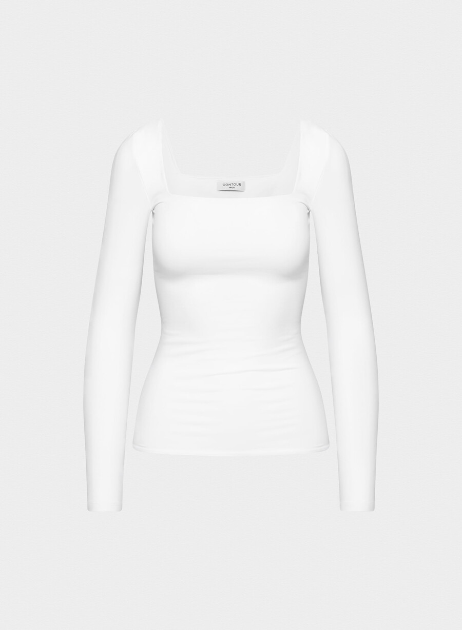 original contour squareneck hip longsleeve bright white