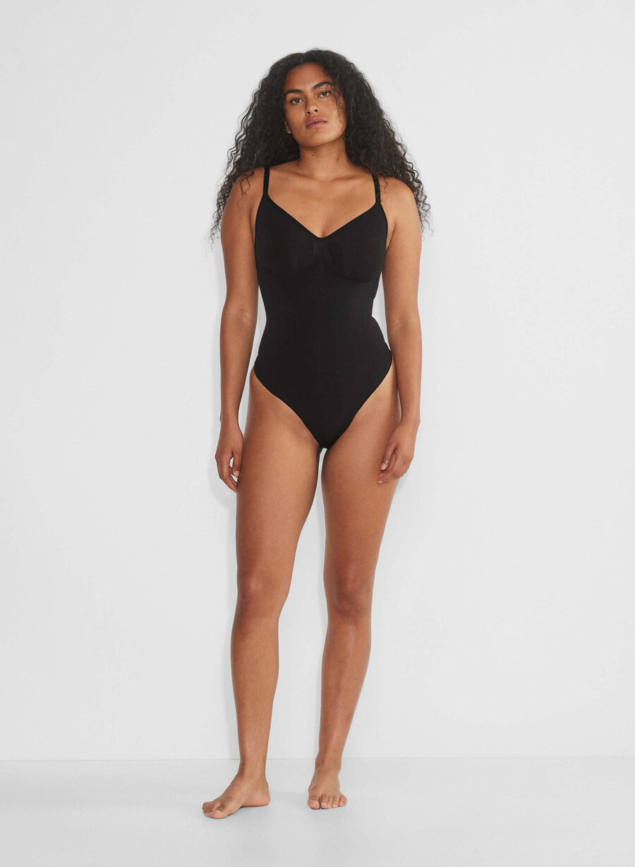 shapeenhance thong bodysuit black