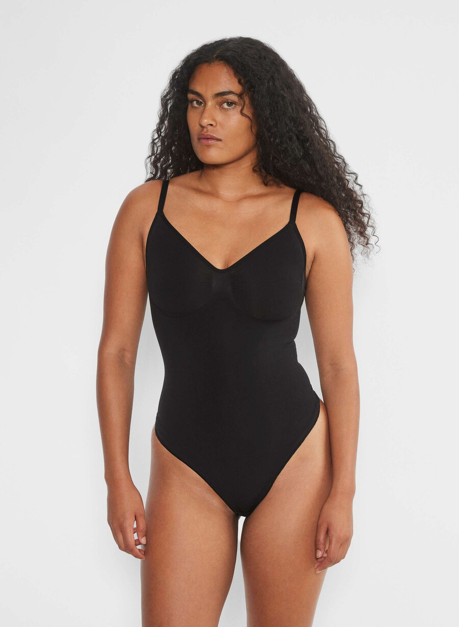 shapeenhance thong bodysuit black
