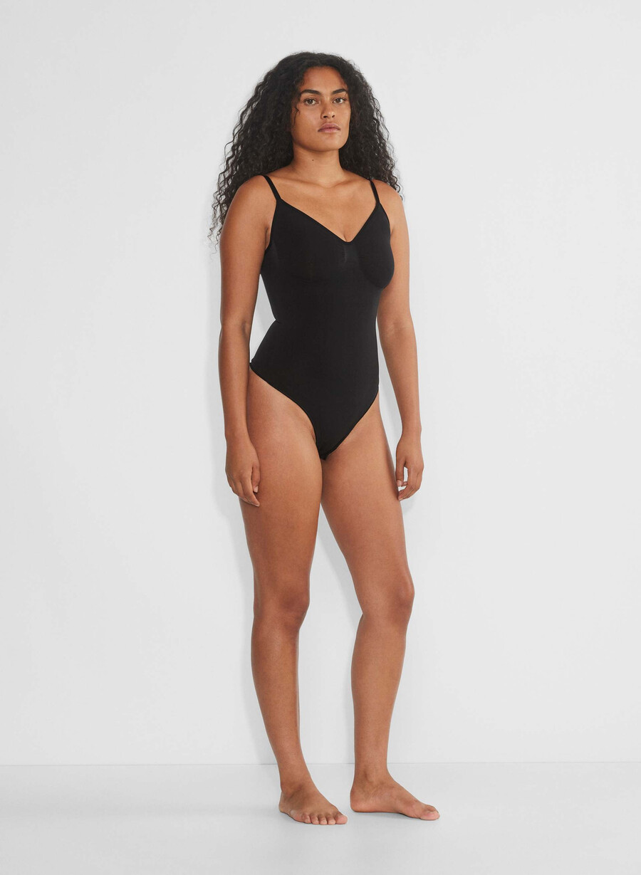 shapeenhance thong bodysuit black