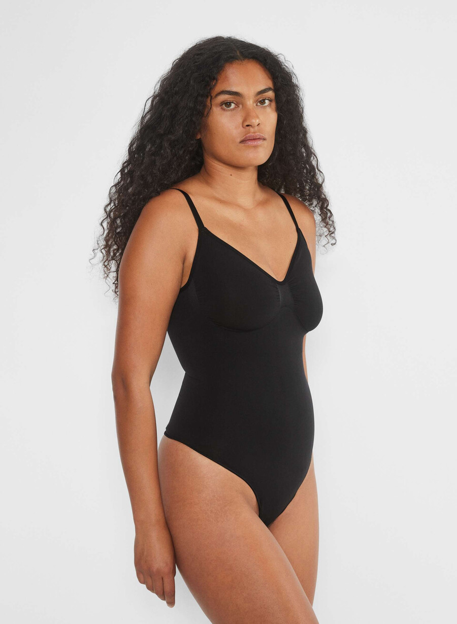 shapeenhance thong bodysuit black