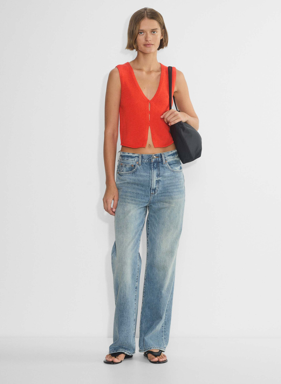 basque sweater vest poppy red