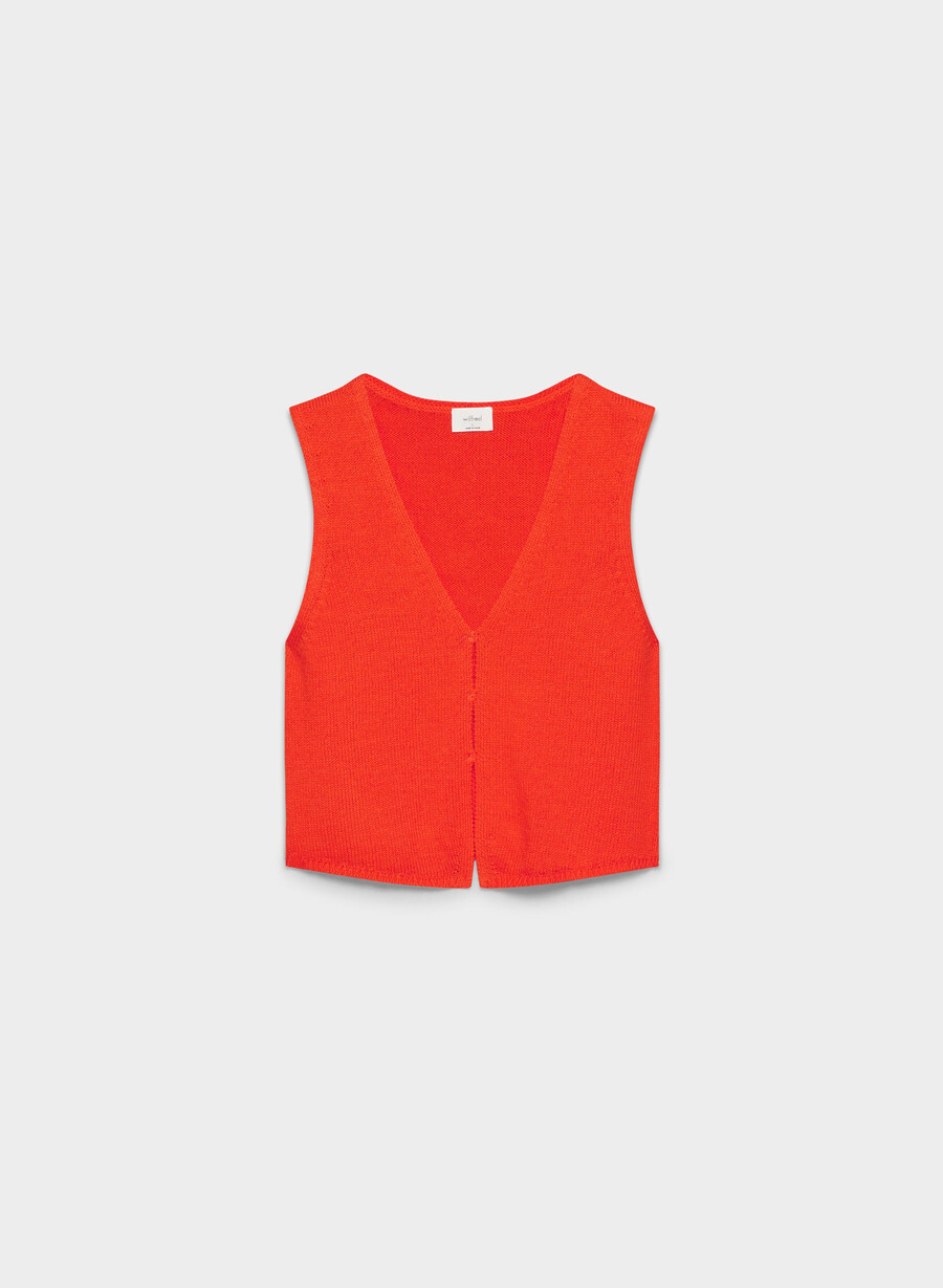 basque sweater vest poppy red