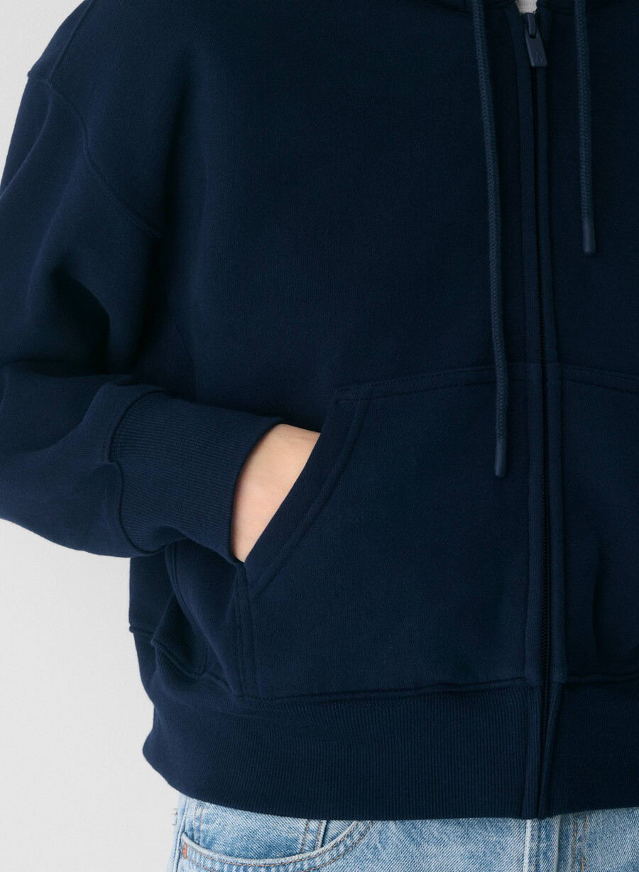 cozy sweatfleece boyfriend boxy zip hoodie admiral
