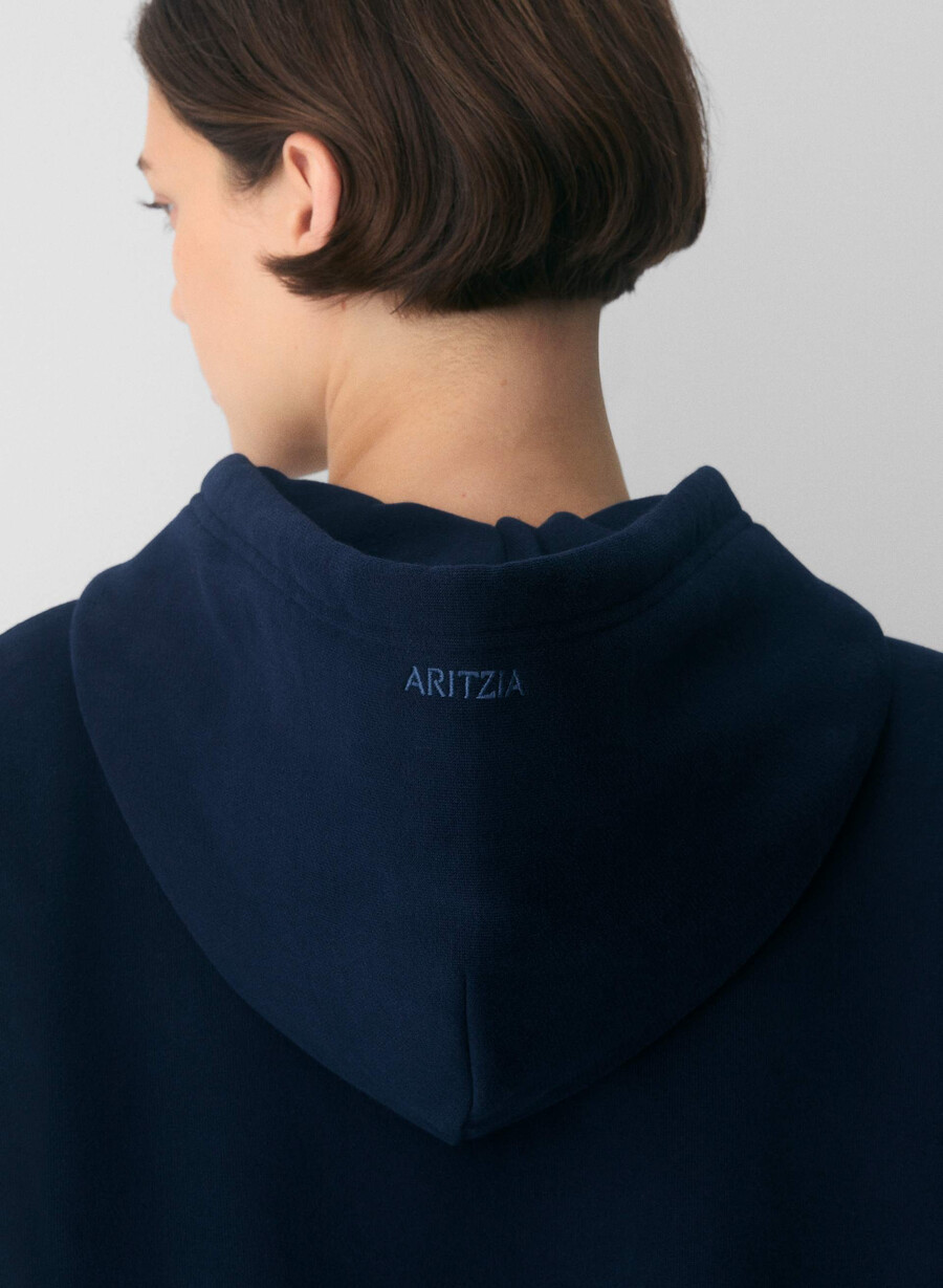 cozy sweatfleece boyfriend boxy zip hoodie admiral