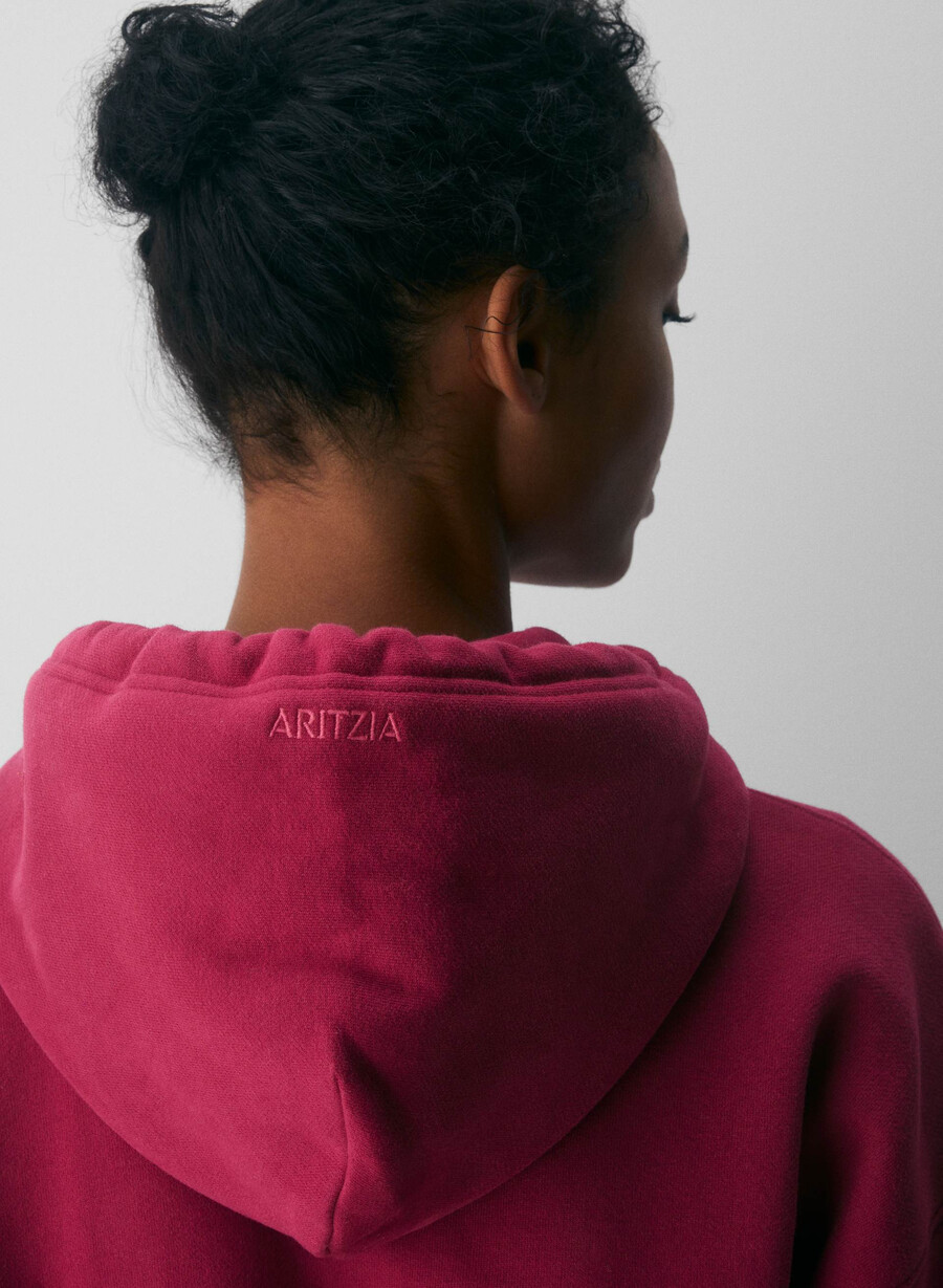 cozy sweatfleece boyfriend boxy zip hoodie juicy rose