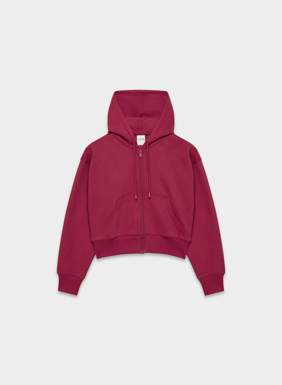 cozy sweatfleece boyfriend boxy zip hoodie juicy rose