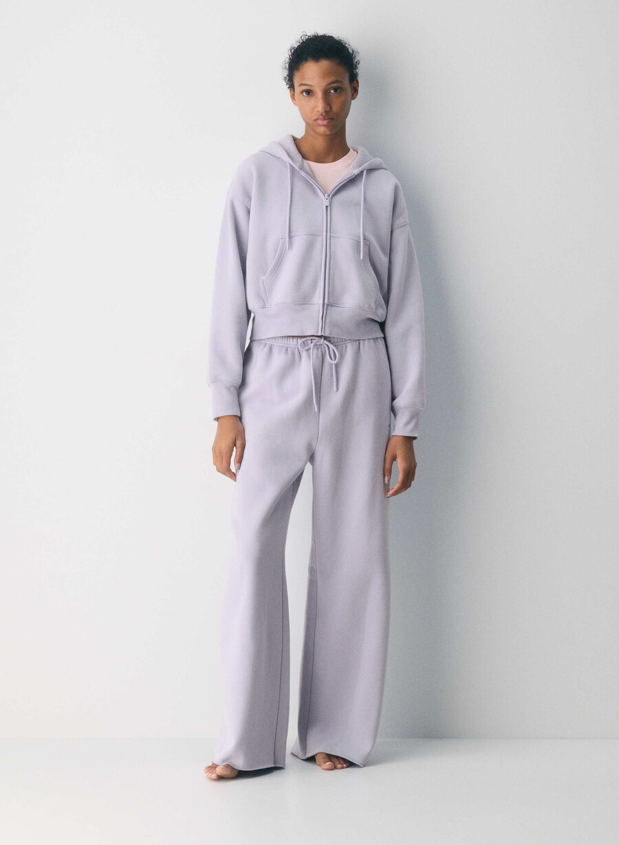 cozy sweatfleece boyfriend boxy zip hoodie wildflower lilac