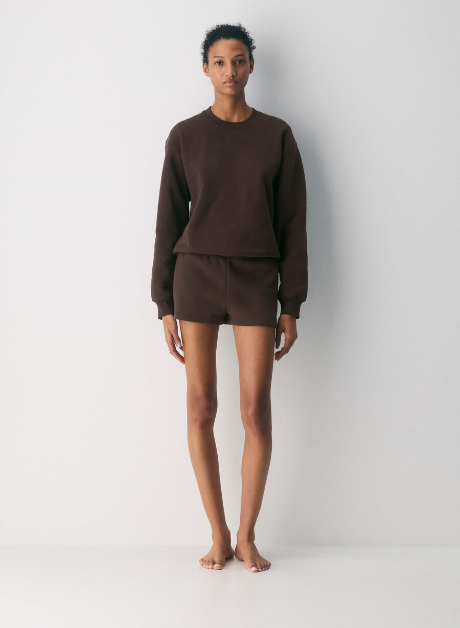 cozy sweatfleece perfect crew sweatshirt rich mocha brown