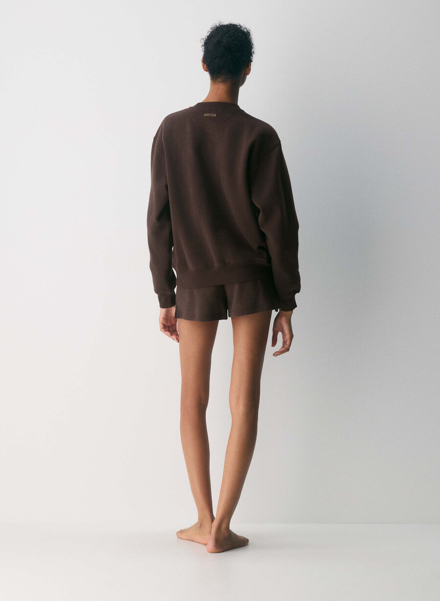 cozy sweatfleece perfect crew sweatshirt rich mocha brown