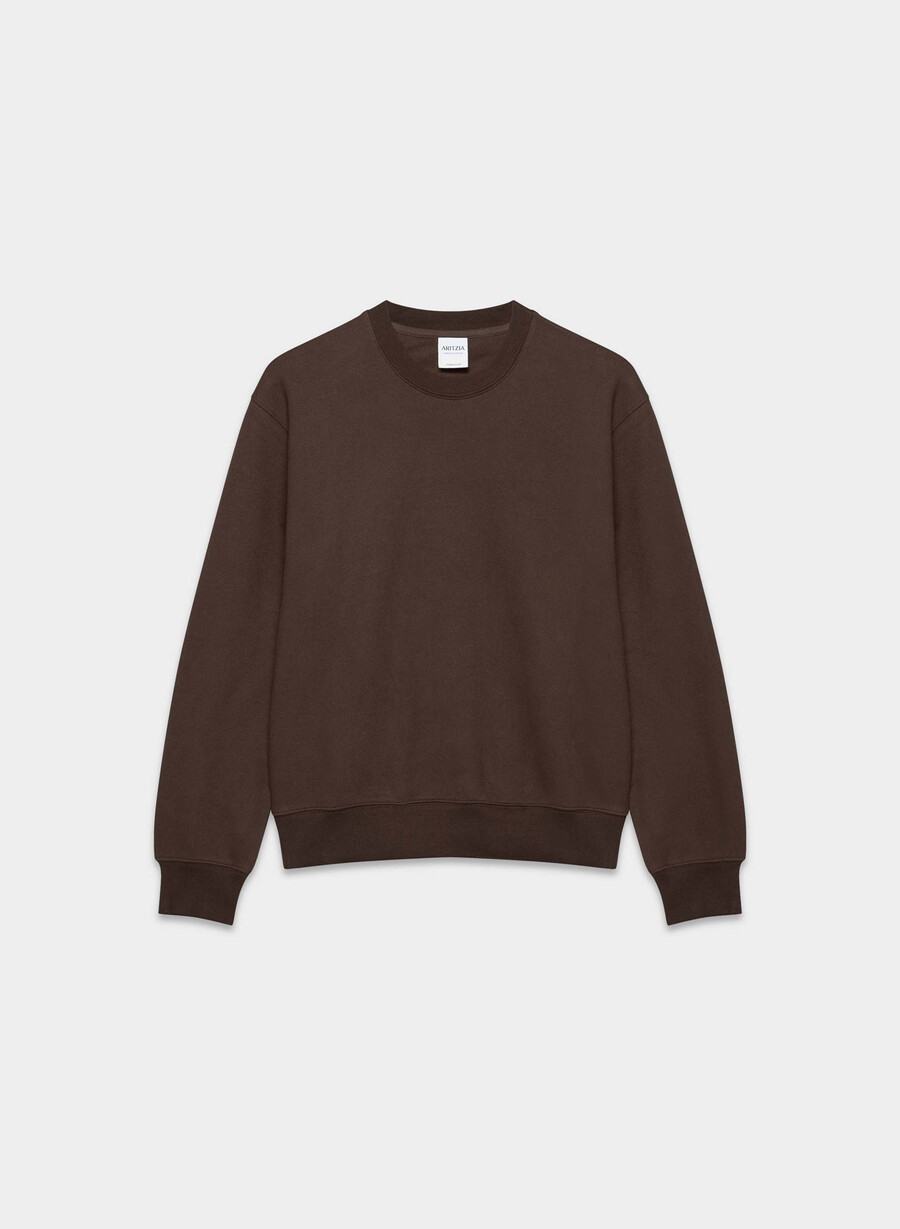 cozy sweatfleece perfect crew sweatshirt rich mocha brown