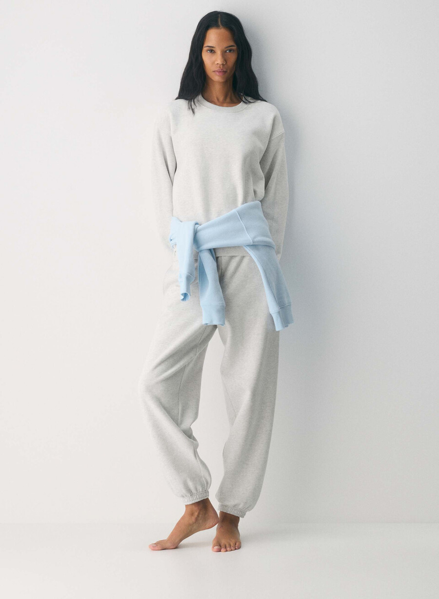 cozy sweatfleece perfect crew sweatshirt heather cloud white