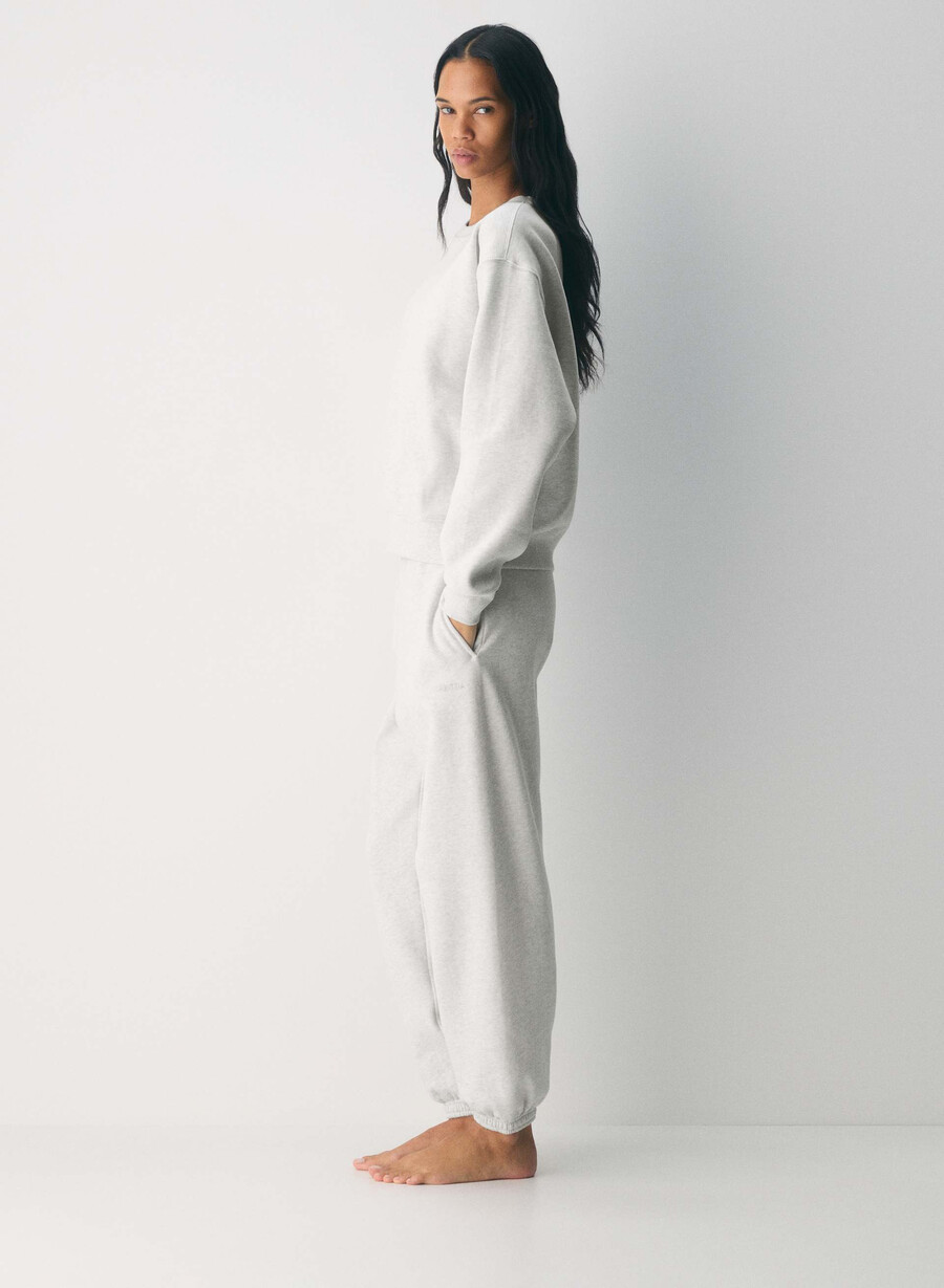 cozy sweatfleece perfect crew sweatshirt heather cloud white
