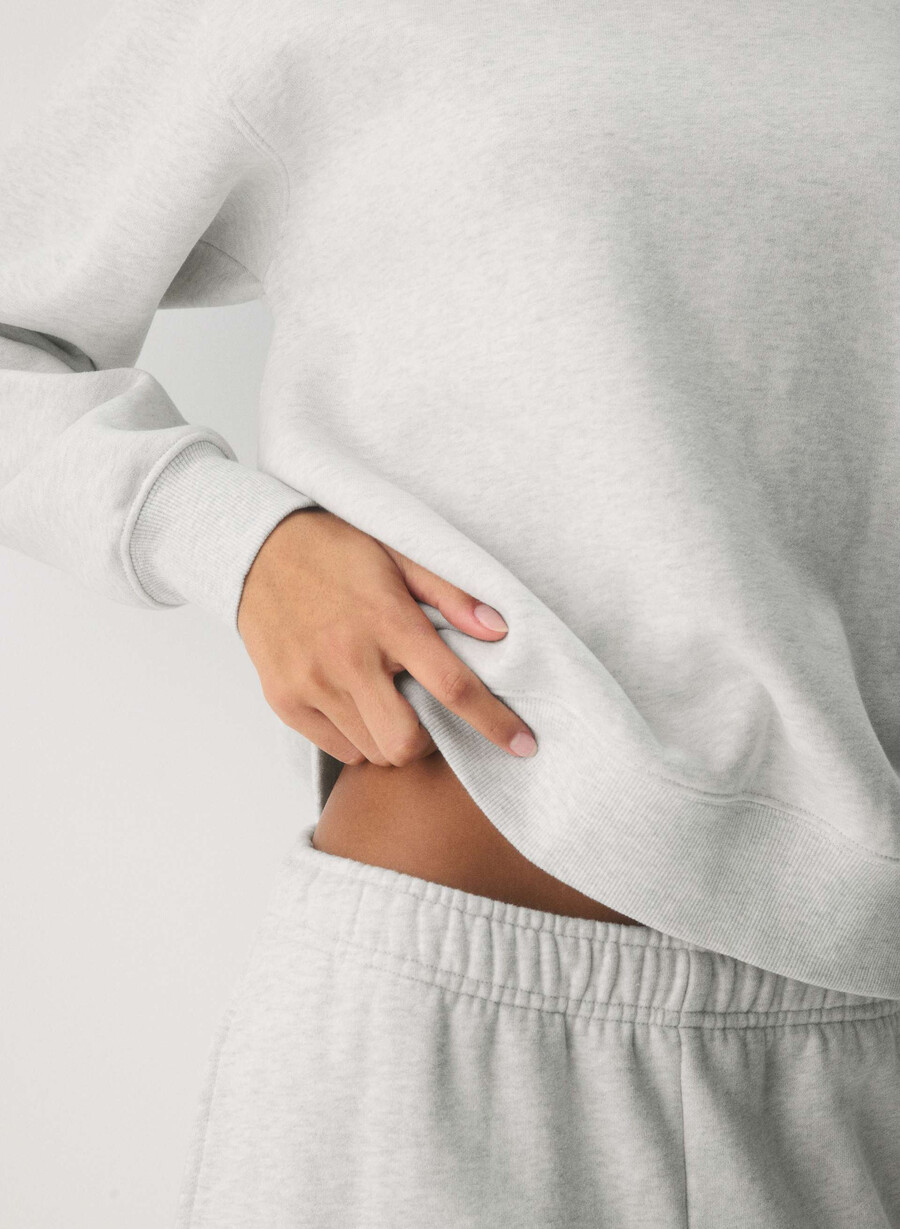 cozy sweatfleece perfect crew sweatshirt heather cloud white