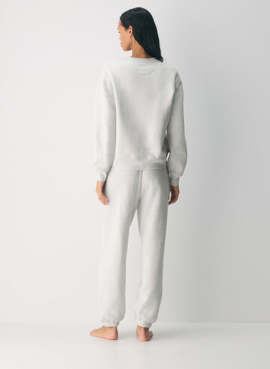 cozy sweatfleece perfect crew sweatshirt heather cloud white