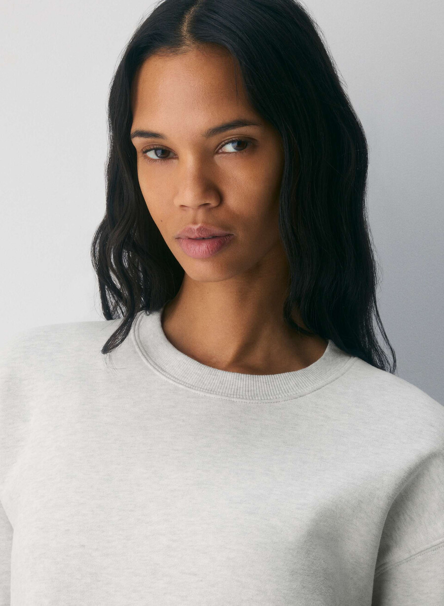 cozy sweatfleece perfect crew sweatshirt heather cloud white