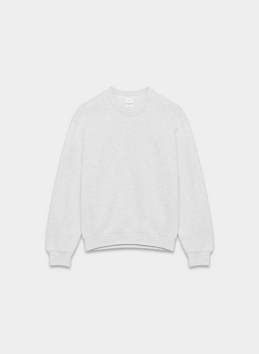 cozy sweatfleece perfect crew sweatshirt heather cloud white
