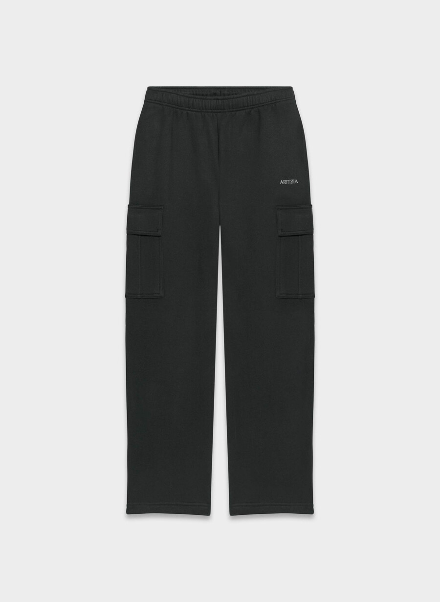 cozy sweatfleece mega cargo sweatpant black