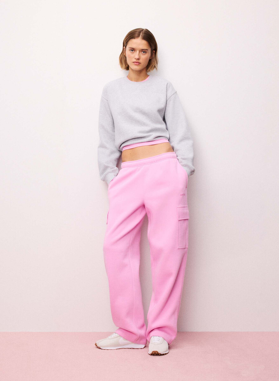 cozy sweatfleece mega cargo sweatpant morganite pink