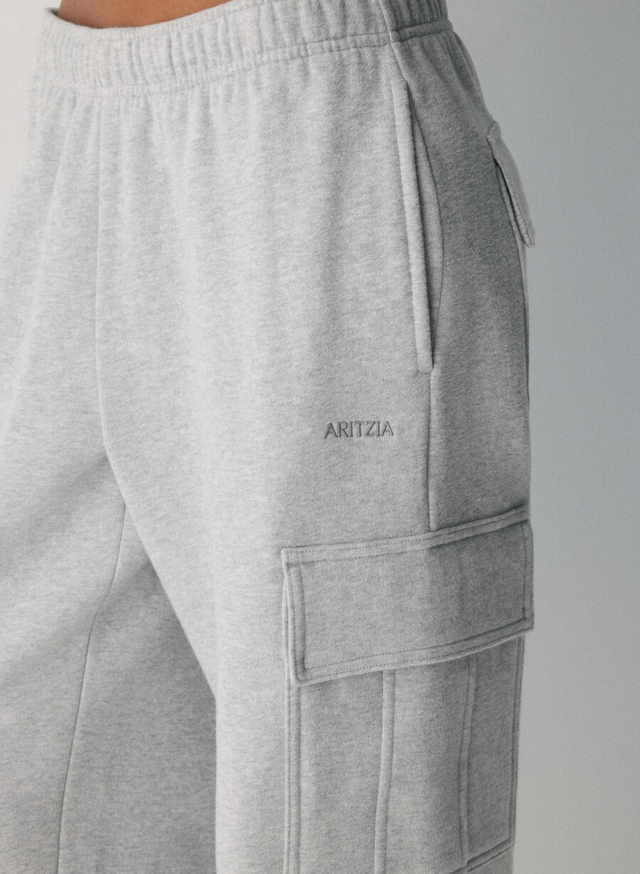 cozy sweatfleece mega cargo sweatpant heather chrome