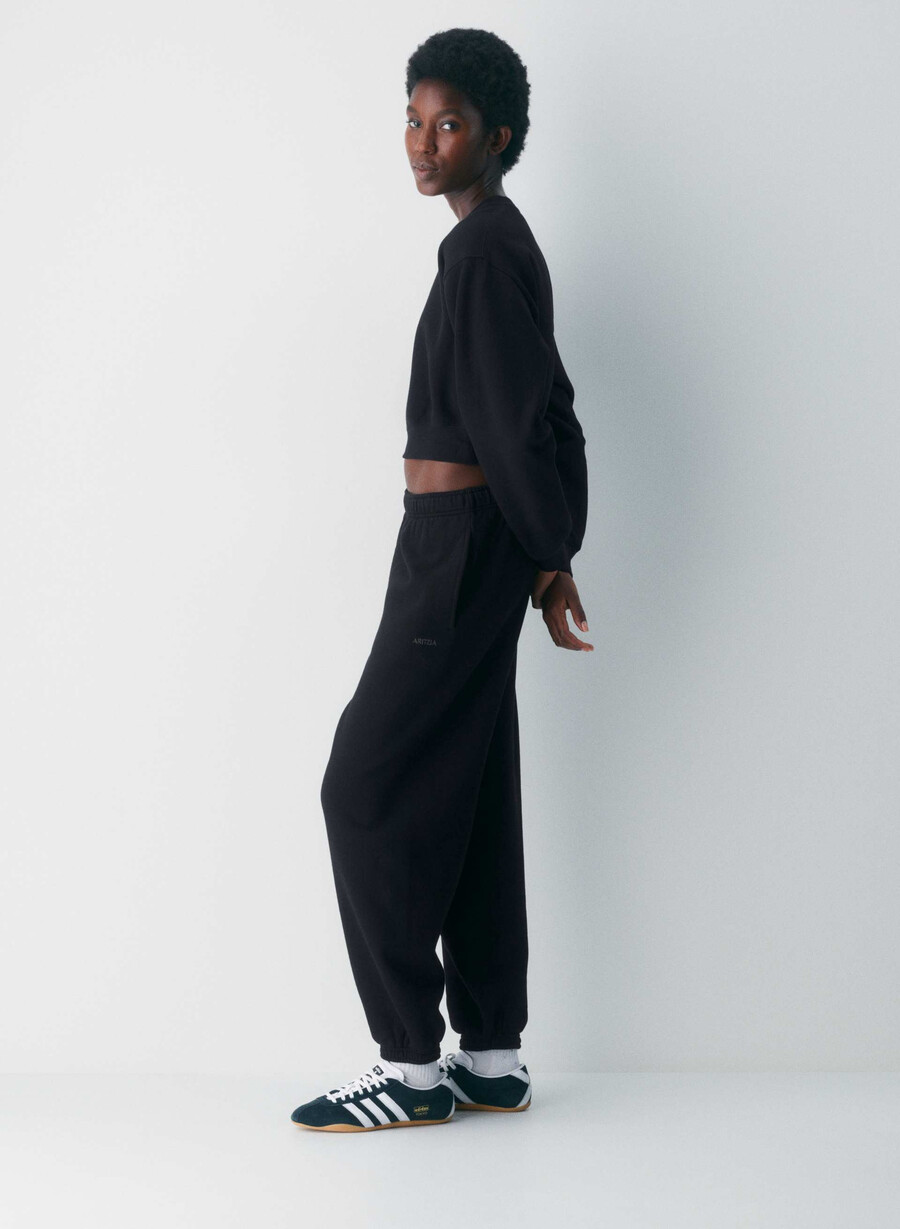 cozy sweatfleece mega jogger black