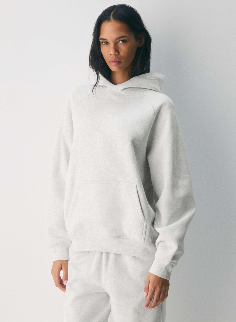cozy sweatfleece mega raglan hoodie heather cloud white