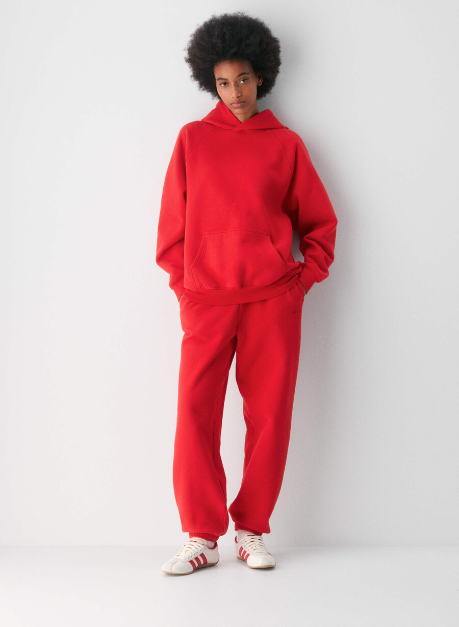 cozy sweatfleece mega raglan hoodie flashing red