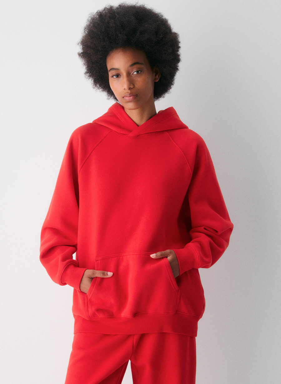 cozy sweatfleece mega raglan hoodie flashing red