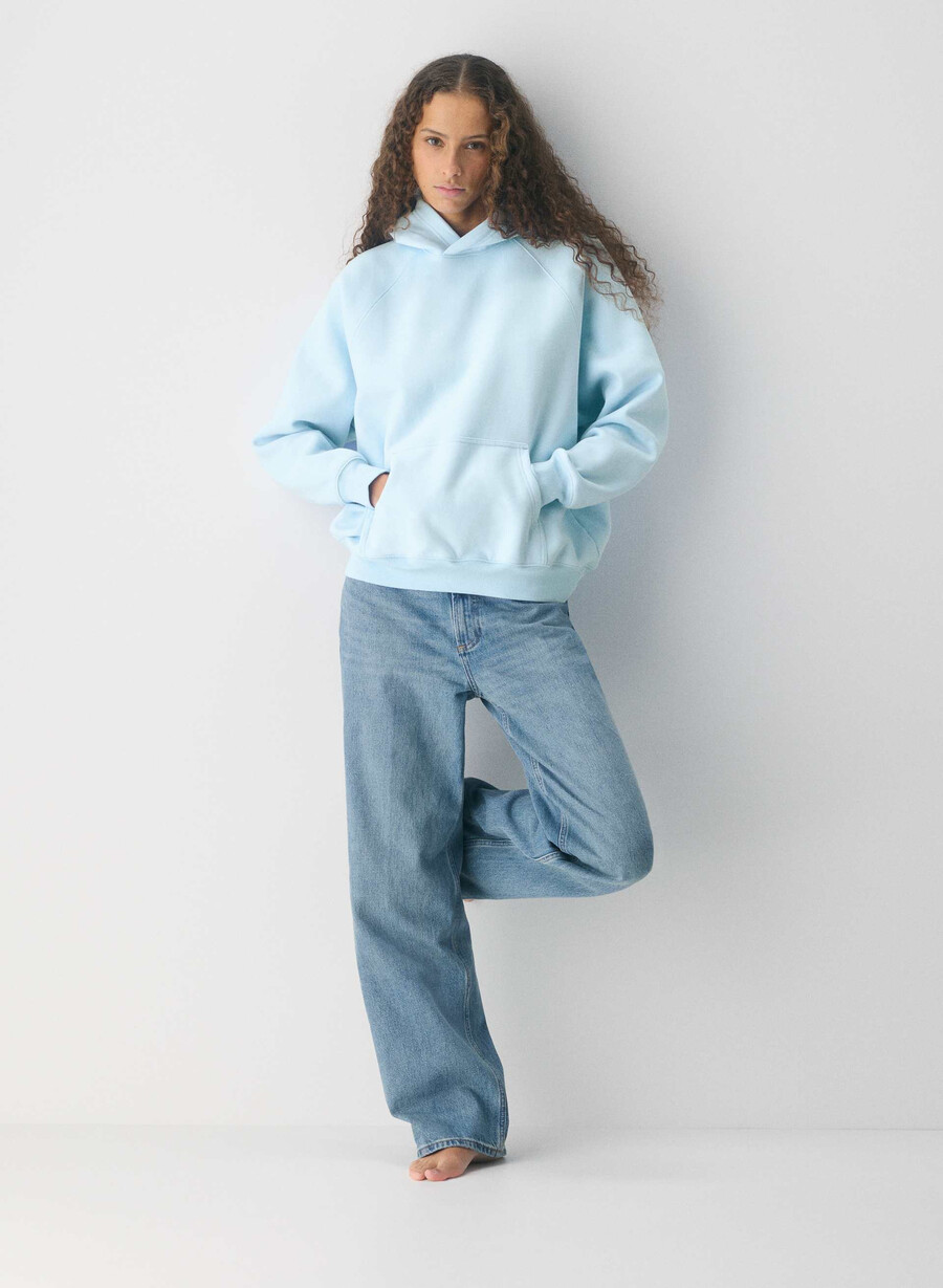cozy sweatfleece mega raglan hoodie villa blue