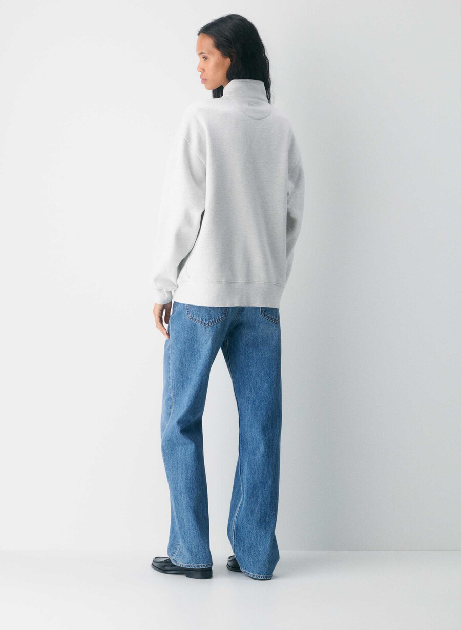 cozy sweatfleece boyfriend 12 zip heather cloud white
