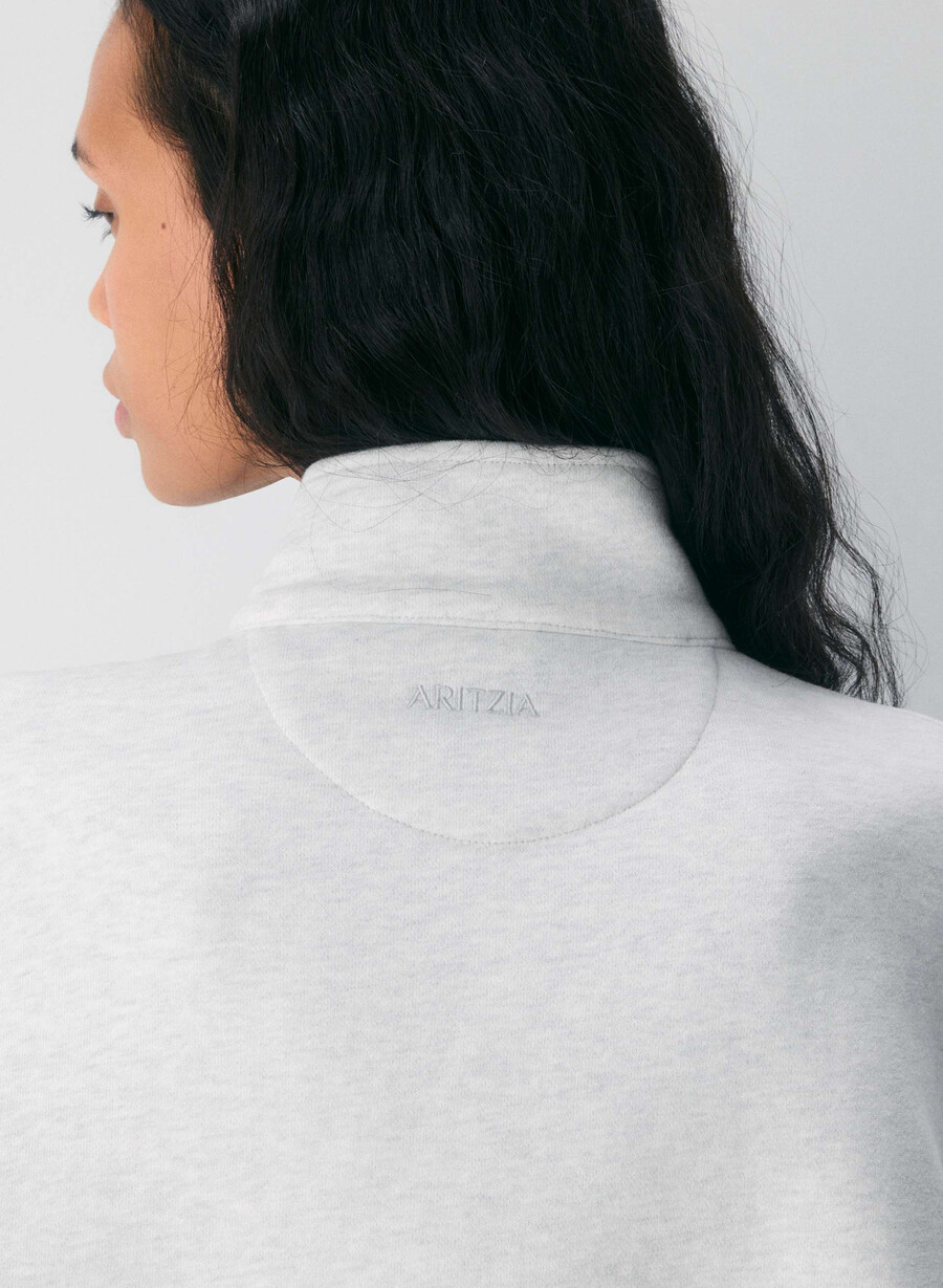 cozy sweatfleece boyfriend 12 zip heather cloud white